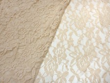 Stoff Stretch Spitze Spitzenstoff Blumenmuster beige sand Kleiderstoff