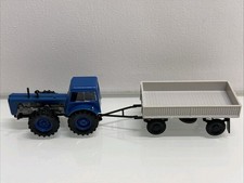 O377 Modellauto 1:87 VEB Berlinpalast Dieseltraktor D4 mit Hänger E5- 2 D4K  H0