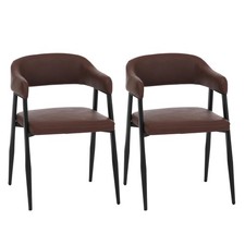 B-Ware 2er-Set Esszimmerstuhl MCW-P29, Industrial Vintage Kunstleder, rostrot