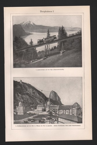 Lithografie 1925 bergbahnen - lithografie,