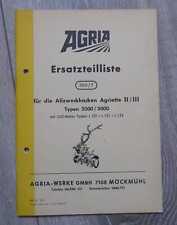 Agria Allzweckhacke Agriette II + III 2000 + 3000 Ersatzteilliste