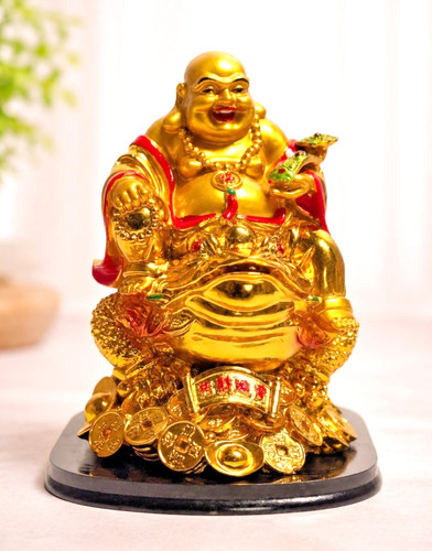 Goldener lachender buddha - goldener,