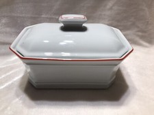 butterdose mit deckel Mitterreich , Bavaria, Rot Weiß, Porzellan, 10x13x17 Ca