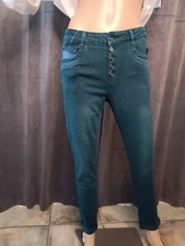 DINE 'N' DANCE Jeanshose Jive 5-Pocket-Style Strasssteinknopf knöchellang Gr.36