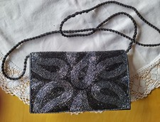 Abendtasche - ca. 70er Jahre - schwarz mit Glitzer -