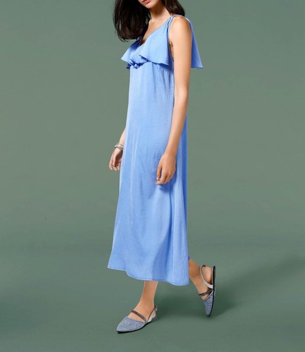 Kleid heine maxi blau volant - kleid,