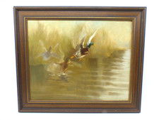 Ölgemälde Enten im Landeanflug auf See von Rudolf Gall