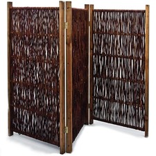 Weiden Paravent wetterfester Sichtschutz klappbare Trennwand mit Kiefernrahmen