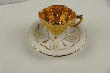 Markenlos Mokka Gedeck Espresso Tasse mit Untertasse goldstaffiert P-1849
