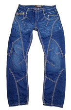 KRASSE CIPO & BAXX HERREN DENIM JEANS HOSE RETRO ABGEFAHRENE NAHT RARE W34 L34