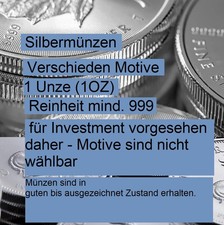 mind 999 Feinsilber als 1 Oz Unze Münze geprägt;  Div. Sorten