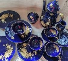 Kaffeeservice Bareuther Waldsassen Echt Cobalt, Goldverzierungen