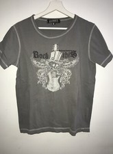 Big Buddha Herren Shirt T-Shirt Stickerei Rock this Skull Vintage grau Gr. S