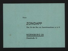 NÜRNBERG, Postkarte 1938, Zündapp Gesellschaft für den Bau von Spezial-Maschinen