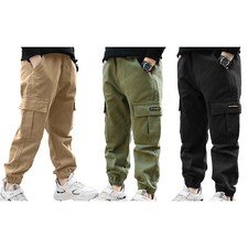 Jungen Mode Freizeit Hose Baumwolle Cargo Elastische Gürtelpasche Lässige Hosen