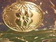 Servietten halter ständer ANTIK gem. Italy mit silber versilbert Kleeblatt Italy