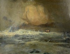 Ölbild Marinemaler Schiff im