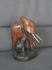Mutter & Kind Elefant Holzfigur Handarbeit Unikat Holzfigur 24 cm