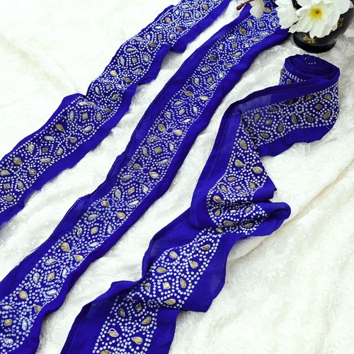 Vintage blau sari - blau, bordüre