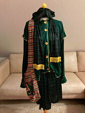 5tlg SCHOTTEN KOSTÜM Fasching Karneval Verkleidung Anzug Tasche Mütze Schal Grün