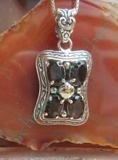 Ω Anhänger viktorianischer Stil Rauchquarz braun Sternzeichen Waage Silber 925