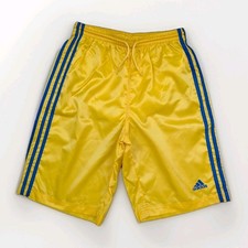 ADIDAS WVN S3 Glanz Nylon Shorts 164 Kinder gelb Vintage Sport Freizeit Fitness