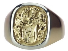 Art Deco 18 K 750 Gelb Gold 950 Platin Wappen Siegel Herren Ring 15,5 gr!