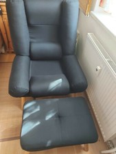 Zwei Relaxsessel mit Fußhocker skandistyle schwarz - neuwertig