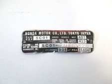Original  ALU Rahmen Typenschild - Type Label Frame  Honda CB 900F Bol D´Or