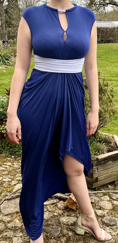Blaues bodenlanges abendkleid - bodenlanges,