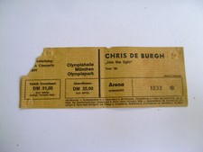 Konzertkarte von Chris de Burgh „Into the Light“ Tour ‚86. 1986 in Münche.Ticket
