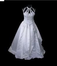 LADYBIRD Traum Brautkleid weiß S 36 Satin & Tüll Petticoat Tasche & Handschuhe