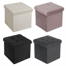 Sitzhocker mit Stauraum Sitzwürfel Sitzbank faltbar Aufbewahrungsbox Samt #2333