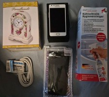 4. Handy - Porzellan Uhr - Antennen Kabel - Handy Tasche - Kühlschrank Hygiene