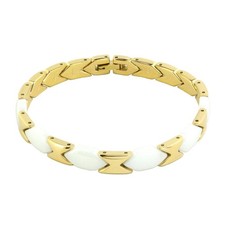 Damen Armband Armkette aus weißer Keramik und Edelstahl goldfarbig