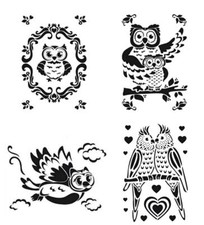 1 Laser Schablone TIERE Eulen