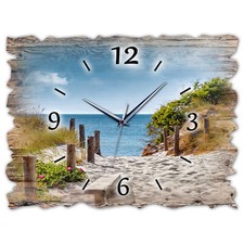 BM Holz Wanduhr leise lautlos Funkwanduhr gross XXL Shabby Vintage 10034-H1-funk