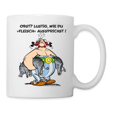 Asterix und Obelix Obst Fleisch Spruch Tasse, One size, Weiß