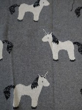 Jacquard Strick Strickstoff Winterstrick Einhorn Grau Glitzer
