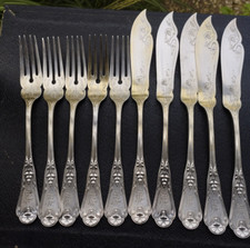 Jugendstil Fischbesteck monogrammiert 800er S Hof-Gold Schm. SY& Wagner Berlin -