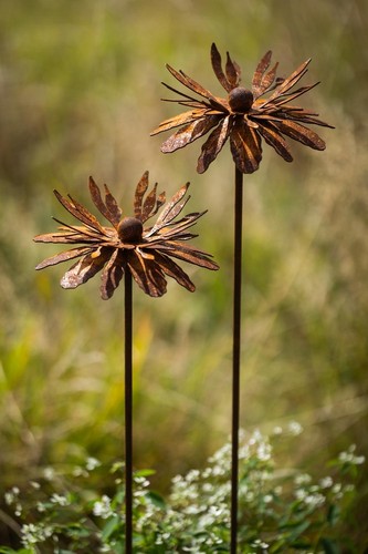 2er gartenstecker metall - metall, blume