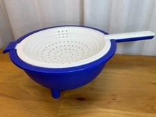 Tupperware ® Sieb Saladin 2-teilig blau weiß Schüttelsieb Salat