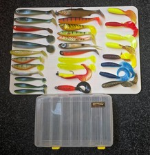 Gummifisch Set , neu und angestochen. Verschiedene Hersteller! Mit Köderbox!