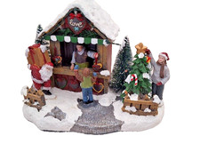 Weihnachten Dekohaus bunte LED Beleuchtung Weihnachtsmarkt Lebkuchenherzen  (R)