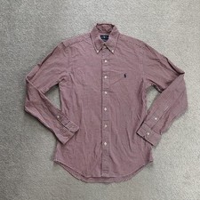 RALPH LAUREN Herren Hemd Shirt Gr. S Slim Logo Stretch Oxford Kariert 19209 Rot