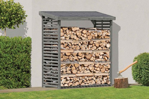 Kaminholzregal grau für 3 - grau,