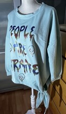 Sweatshirt asymetrisch * Glitzer Rainbow-Print * italienische Mode