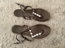 Sandalen Zehentrenner silber Damen 37 Strass