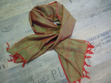 NEU Indien Seide Damen Schal Tuch 160cm grünlich rot schimmernd Ornamente Muster