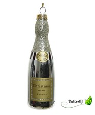 Anhänger Champagner Flasche Glas Weihnachtsschmuck Christbaumschmuck Hängedeko